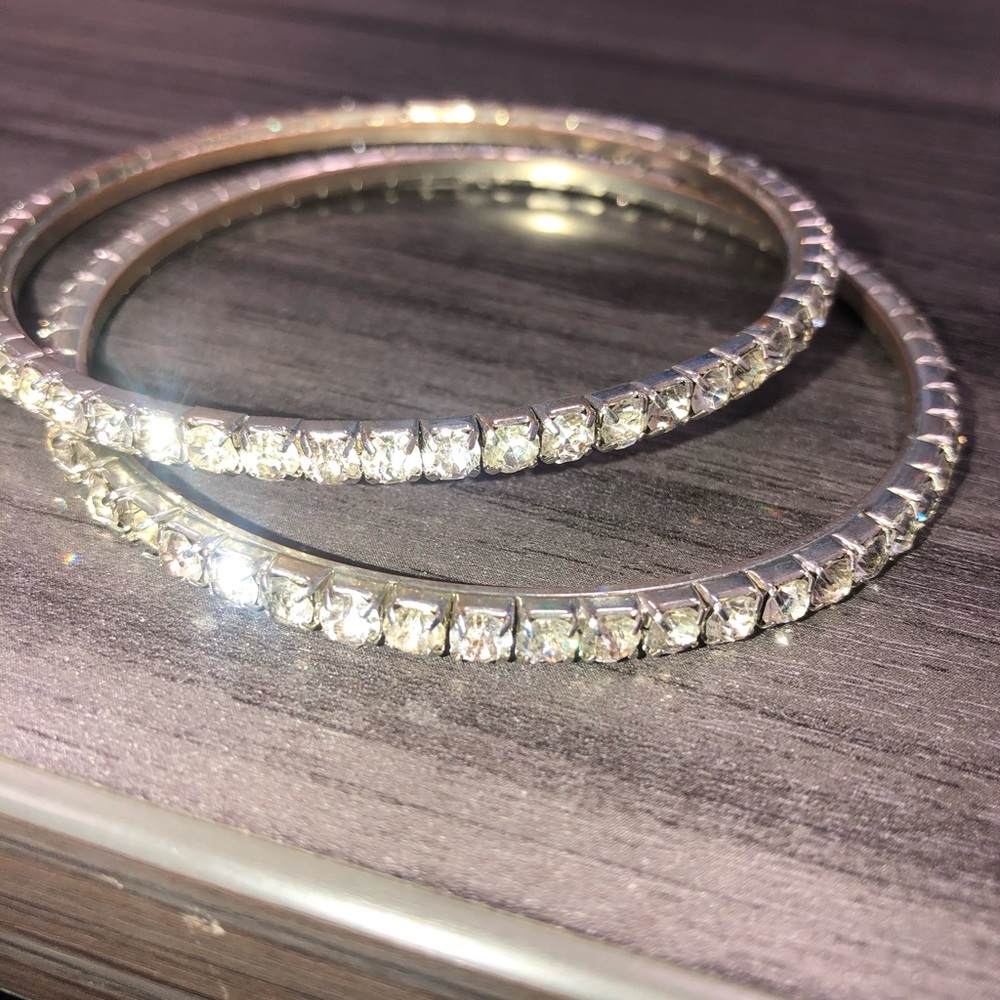2 rhinestone bangle bracelets
